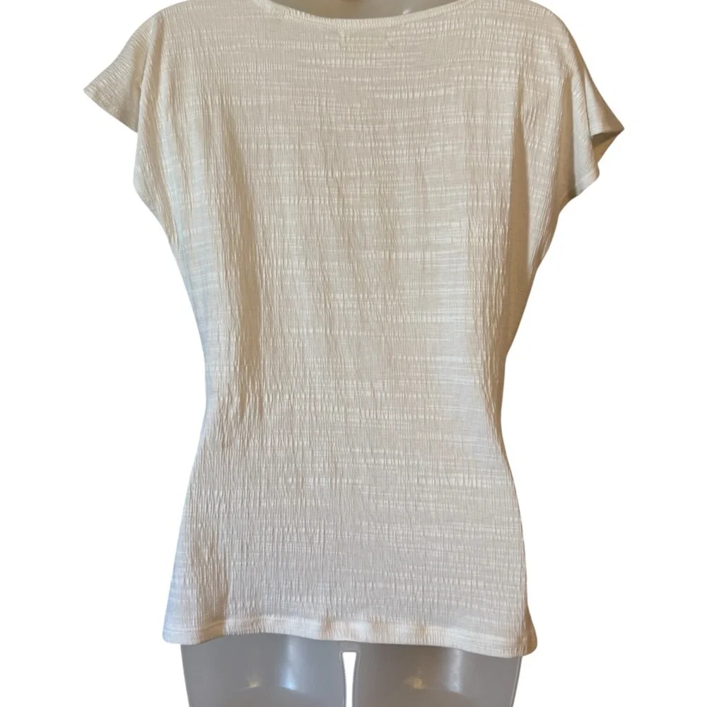 NWT Max Studio Women's Ivory Ruched Top  LARGE   #7 - Picture 4 of 8